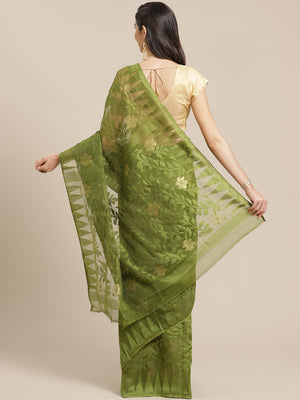 Green and Tan, Kalakari India Jamdani Silk Cotton Woven Design Saree without blouse CHBHSA0026-Saree-Kalakari India-CHBHSA0026-Bengal, Geographical Indication, Hand Crafted, Hand Painted, Heritage Prints, Jamdani, Natural Dyes, Red, Sarees, Silk Blended, Sustainable Fabrics, Woven, Yellow-[Linen,Ethnic,wear,Fashionista,Handloom,Handicraft,Indigo,blockprint,block,print,Cotton,Chanderi,Blue, latest,classy,party,bollywood,trendy,summer,style,traditional,formal,elegant,unique,style,hand,block,print,