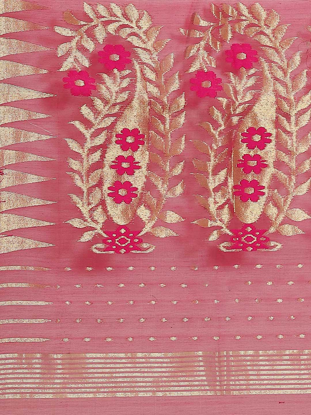 Pink and Tan, Kalakari India Jamdani Silk Cotton Woven Design Saree without blouse CHBHSA0029-Saree-Kalakari India-CHBHSA0029-Bengal, Geographical Indication, Hand Crafted, Hand Painted, Heritage Prints, Jamdani, Natural Dyes, Red, Sarees, Silk Blended, Sustainable Fabrics, Woven, Yellow-[Linen,Ethnic,wear,Fashionista,Handloom,Handicraft,Indigo,blockprint,block,print,Cotton,Chanderi,Blue, latest,classy,party,bollywood,trendy,summer,style,traditional,formal,elegant,unique,style,hand,block,print, 