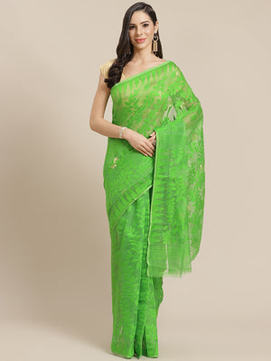 Green and Tan, Kalakari India Jamdani Silk Cotton Woven Design Saree without blouse CHBHSA0031-Saree-Kalakari India-CHBHSA0031-Bengal, Geographical Indication, Hand Crafted, Hand Painted, Heritage Prints, Jamdani, Natural Dyes, Red, Sarees, Silk Blended, Sustainable Fabrics, Woven, Yellow-[Linen,Ethnic,wear,Fashionista,Handloom,Handicraft,Indigo,blockprint,block,print,Cotton,Chanderi,Blue, latest,classy,party,bollywood,trendy,summer,style,traditional,formal,elegant,unique,style,hand,block,print,