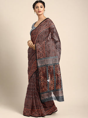 Black Jamdani Woven Design Saree Without Blouse Piece CHBHSA0047 CHBHSA0047-Saree-Kalakari India-CHBHSA0047-Geographical Indication, Hand Crafted, Heritage Prints, Jamdani, Natural Dyes, Sarees, Silk Cotton, Sustainable Fabrics, West Bengal, Woven, Zari-[Linen,Ethnic,wear,Fashionista,Handloom,Handicraft,Indigo,blockprint,block,print,Cotton,Chanderi,Blue, latest,classy,party,bollywood,trendy,summer,style,traditional,formal,elegant,unique,style,hand,block,print, dabu,booti,gift,present,glamorous,a