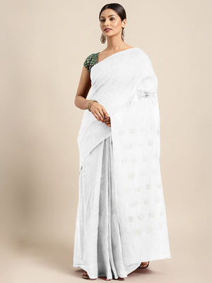 White Jamdani Woven Design Saree Without Blouse Piece CHBHSA0051 CHBHSA0051-Saree-Kalakari India-CHBHSA0051-Geographical Indication, Hand Crafted, Heritage Prints, Jamdani, Natural Dyes, Nayantara, Sarees, Silk Cotton, Sustainable Fabrics, West Bengal, Woven-[Linen,Ethnic,wear,Fashionista,Handloom,Handicraft,Indigo,blockprint,block,print,Cotton,Chanderi,Blue, latest,classy,party,bollywood,trendy,summer,style,traditional,formal,elegant,unique,style,hand,block,print, dabu,booti,gift,present,glamor