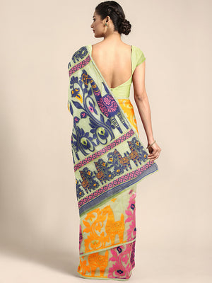 Green Jamdani Woven Design Saree Without Blouse Piece DUTASA012 DUTASA012-Saree-Kalakari India-DUTASA012-Geographical Indication, Hand Crafted, Heritage Prints, Jamdani, Natural Dyes, Sarees, Silk Cotton, Sustainable Fabrics, West Bengal, Woven-[Linen,Ethnic,wear,Fashionista,Handloom,Handicraft,Indigo,blockprint,block,print,Cotton,Chanderi,Blue, latest,classy,party,bollywood,trendy,summer,style,traditional,formal,elegant,unique,style,hand,block,print, dabu,booti,gift,present,glamorous,affordable