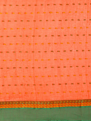 Orange Tant Woven Design Saree Without Blouse Piece DUTASA018 DUTASA018-Saree-Kalakari India-DUTASA018-Geographical Indication, Hand Crafted, Heritage Prints, Natural Dyes, Sarees, Silk Cotton, Sustainable Fabrics, Taant, Tant, West Bengal, Woven-[Linen,Ethnic,wear,Fashionista,Handloom,Handicraft,Indigo,blockprint,block,print,Cotton,Chanderi,Blue, latest,classy,party,bollywood,trendy,summer,style,traditional,formal,elegant,unique,style,hand,block,print, dabu,booti,gift,present,glamorous,affordab