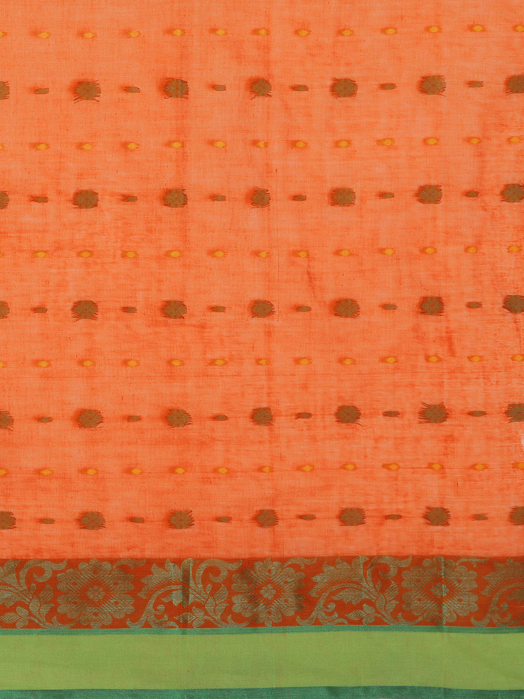 Orange Tant Woven Design Saree Without Blouse Piece DUTASA019 DUTASA019-Saree-Kalakari India-DUTASA019-Geographical Indication, Hand Crafted, Heritage Prints, Natural Dyes, Sarees, Silk Cotton, Sustainable Fabrics, Taant, Tant, West Bengal, Woven-[Linen,Ethnic,wear,Fashionista,Handloom,Handicraft,Indigo,blockprint,block,print,Cotton,Chanderi,Blue, latest,classy,party,bollywood,trendy,summer,style,traditional,formal,elegant,unique,style,hand,block,print, dabu,booti,gift,present,glamorous,affordab