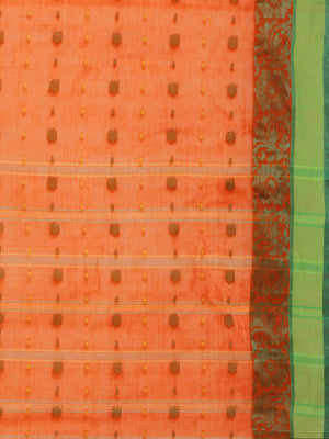 Orange Tant Woven Design Saree Without Blouse Piece DUTASA019 DUTASA019-Saree-Kalakari India-DUTASA019-Geographical Indication, Hand Crafted, Heritage Prints, Natural Dyes, Sarees, Silk Cotton, Sustainable Fabrics, Taant, Tant, West Bengal, Woven-[Linen,Ethnic,wear,Fashionista,Handloom,Handicraft,Indigo,blockprint,block,print,Cotton,Chanderi,Blue, latest,classy,party,bollywood,trendy,summer,style,traditional,formal,elegant,unique,style,hand,block,print, dabu,booti,gift,present,glamorous,affordab