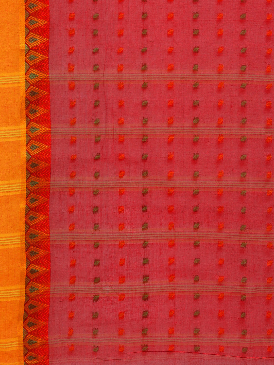 Red Tant Woven Design Saree Without Blouse Piece DUTASA021 DUTASA021-Saree-Kalakari India-DUTASA021-Geographical Indication, Hand Crafted, Heritage Prints, Natural Dyes, Sarees, Silk Cotton, Sustainable Fabrics, Taant, Tant, West Bengal, Woven-[Linen,Ethnic,wear,Fashionista,Handloom,Handicraft,Indigo,blockprint,block,print,Cotton,Chanderi,Blue, latest,classy,party,bollywood,trendy,summer,style,traditional,formal,elegant,unique,style,hand,block,print, dabu,booti,gift,present,glamorous,affordable,