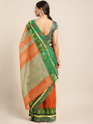 Orange Tant Woven Design Saree Without Blouse Piece DUTASA026 DUTASA026-Saree-Kalakari India-DUTASA026-Geographical Indication, Hand Crafted, Heritage Prints, Natural Dyes, Sarees, Silk Cotton, Sustainable Fabrics, Taant, Tant, West Bengal, Woven-[Linen,Ethnic,wear,Fashionista,Handloom,Handicraft,Indigo,blockprint,block,print,Cotton,Chanderi,Blue, latest,classy,party,bollywood,trendy,summer,style,traditional,formal,elegant,unique,style,hand,block,print, dabu,booti,gift,present,glamorous,affordab