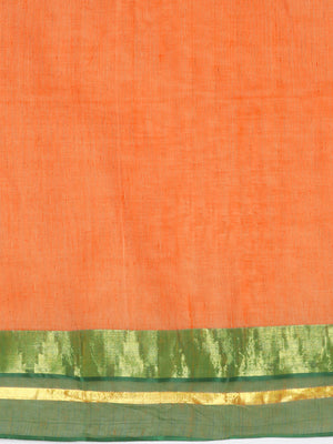 Orange Tant Woven Design Saree Without Blouse Piece DUTASA026 DUTASA026-Saree-Kalakari India-DUTASA026-Geographical Indication, Hand Crafted, Heritage Prints, Natural Dyes, Sarees, Silk Cotton, Sustainable Fabrics, Taant, Tant, West Bengal, Woven-[Linen,Ethnic,wear,Fashionista,Handloom,Handicraft,Indigo,blockprint,block,print,Cotton,Chanderi,Blue, latest,classy,party,bollywood,trendy,summer,style,traditional,formal,elegant,unique,style,hand,block,print, dabu,booti,gift,present,glamorous,affordab
