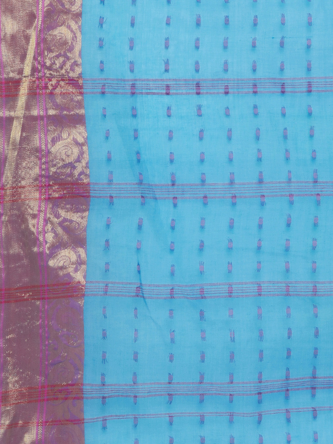 Blue Tant Woven Design Saree Without Blouse Piece DUTASA031 DUTASA031-Saree-Kalakari India-DUTASA031-Geographical Indication, Hand Crafted, Heritage Prints, Natural Dyes, Sarees, Silk Cotton, Sustainable Fabrics, Taant, Tant, West Bengal, Woven-[Linen,Ethnic,wear,Fashionista,Handloom,Handicraft,Indigo,blockprint,block,print,Cotton,Chanderi,Blue, latest,classy,party,bollywood,trendy,summer,style,traditional,formal,elegant,unique,style,hand,block,print, dabu,booti,gift,present,glamorous,affordable
