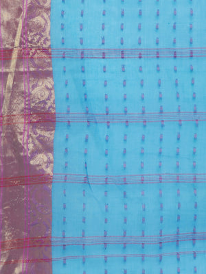 Blue Tant Woven Design Saree Without Blouse Piece DUTASA031 DUTASA031-Saree-Kalakari India-DUTASA031-Geographical Indication, Hand Crafted, Heritage Prints, Natural Dyes, Sarees, Silk Cotton, Sustainable Fabrics, Taant, Tant, West Bengal, Woven-[Linen,Ethnic,wear,Fashionista,Handloom,Handicraft,Indigo,blockprint,block,print,Cotton,Chanderi,Blue, latest,classy,party,bollywood,trendy,summer,style,traditional,formal,elegant,unique,style,hand,block,print, dabu,booti,gift,present,glamorous,affordable