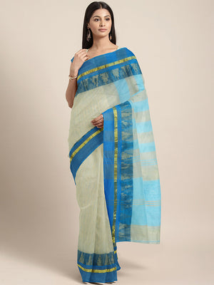 Blue Tant Woven Design Saree Without Blouse Piece DUTASA037 DUTASA037-Saree-Kalakari India-DUTASA037-Geographical Indication, Hand Crafted, Heritage Prints, Natural Dyes, Sarees, Silk Cotton, Sustainable Fabrics, Taant, Tant, West Bengal, Woven-[Linen,Ethnic,wear,Fashionista,Handloom,Handicraft,Indigo,blockprint,block,print,Cotton,Chanderi,Blue, latest,classy,party,bollywood,trendy,summer,style,traditional,formal,elegant,unique,style,hand,block,print, dabu,booti,gift,present,glamorous,affordable