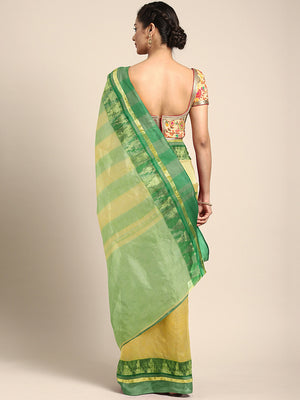 Green Tant Woven Design Saree Without Blouse Piece DUTASA039 DUTASA039-Saree-Kalakari India-DUTASA039-Geographical Indication, Hand Crafted, Heritage Prints, Natural Dyes, Sarees, Silk Cotton, Sustainable Fabrics, Taant, Tant, West Bengal, Woven-[Linen,Ethnic,wear,Fashionista,Handloom,Handicraft,Indigo,blockprint,block,print,Cotton,Chanderi,Blue, latest,classy,party,bollywood,trendy,summer,style,traditional,formal,elegant,unique,style,hand,block,print, dabu,booti,gift,present,glamorous,affordabl