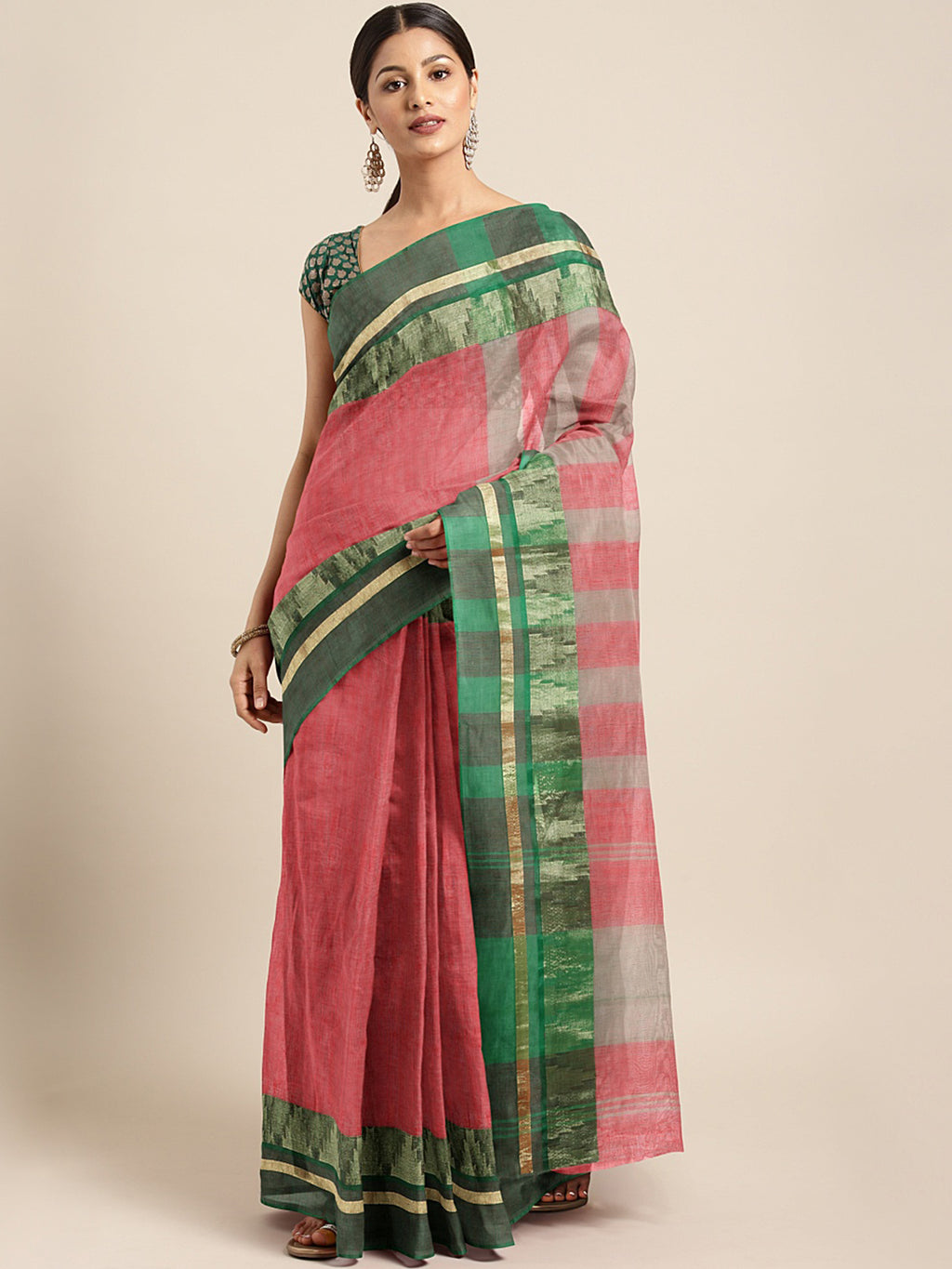 Red Tant Woven Design Saree Without Blouse Piece DUTASA040 DUTASA040-Saree-Kalakari India-DUTASA040-Geographical Indication, Hand Crafted, Heritage Prints, Natural Dyes, Sarees, Silk Cotton, Sustainable Fabrics, Taant, Tant, West Bengal, Woven-[Linen,Ethnic,wear,Fashionista,Handloom,Handicraft,Indigo,blockprint,block,print,Cotton,Chanderi,Blue, latest,classy,party,bollywood,trendy,summer,style,traditional,formal,elegant,unique,style,hand,block,print, dabu,booti,gift,present,glamorous,affordable,