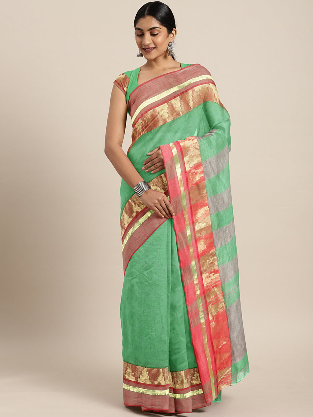 Green Tant Woven Design Saree Without Blouse Piece DUTASA042 DUTASA042-Saree-Kalakari India-DUTASA042-Geographical Indication, Hand Crafted, Heritage Prints, Natural Dyes, Sarees, Silk Cotton, Sustainable Fabrics, Taant, Tant, West Bengal, Woven-[Linen,Ethnic,wear,Fashionista,Handloom,Handicraft,Indigo,blockprint,block,print,Cotton,Chanderi,Blue, latest,classy,party,bollywood,trendy,summer,style,traditional,formal,elegant,unique,style,hand,block,print, dabu,booti,gift,present,glamorous,affordabl