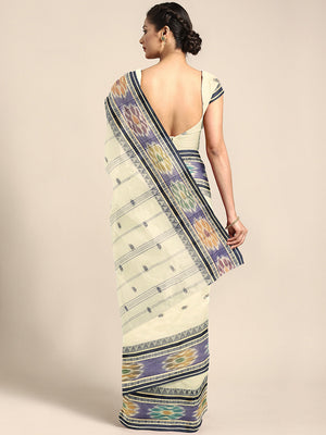 Off White Tant Woven Design Saree Without Blouse Piece DUTASA043 DUTASA043-Saree-Kalakari India-DUTASA043-Geographical Indication, Hand Crafted, Heritage Prints, Natural Dyes, Sarees, Silk Cotton, Sustainable Fabrics, Taant, Tant, West Bengal, Woven-[Linen,Ethnic,wear,Fashionista,Handloom,Handicraft,Indigo,blockprint,block,print,Cotton,Chanderi,Blue, latest,classy,party,bollywood,trendy,summer,style,traditional,formal,elegant,unique,style,hand,block,print, dabu,booti,gift,present,glamorous,affor