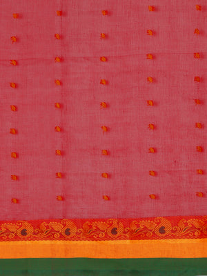 Red Tant Woven Design Saree Without Blouse Piece DUTASA050 DUTASA050-Saree-Kalakari India-DUTASA050-Geographical Indication, Hand Crafted, Heritage Prints, Natural Dyes, Sarees, Silk Cotton, Sustainable Fabrics, Taant, Tant, West Bengal, Woven-[Linen,Ethnic,wear,Fashionista,Handloom,Handicraft,Indigo,blockprint,block,print,Cotton,Chanderi,Blue, latest,classy,party,bollywood,trendy,summer,style,traditional,formal,elegant,unique,style,hand,block,print, dabu,booti,gift,present,glamorous,affordable,