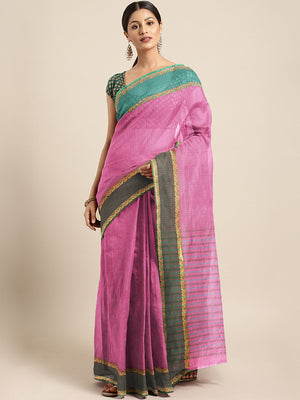 Pink Tant Woven Design Saree Without Blouse Piece DUTASA056 DUTASA056-Saree-Kalakari India-DUTASA056-Geographical Indication, Hand Crafted, Heritage Prints, Natural Dyes, Sarees, Silk Cotton, Sustainable Fabrics, Taant, Tant, West Bengal, Woven-[Linen,Ethnic,wear,Fashionista,Handloom,Handicraft,Indigo,blockprint,block,print,Cotton,Chanderi,Blue, latest,classy,party,bollywood,trendy,summer,style,traditional,formal,elegant,unique,style,hand,block,print, dabu,booti,gift,present,glamorous,affordable