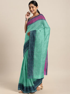 Green Tant Woven Design Saree Without Blouse Piece DUTASA058 DUTASA058-Saree-Kalakari India-DUTASA058-Geographical Indication, Hand Crafted, Heritage Prints, Natural Dyes, Sarees, Silk Cotton, Sustainable Fabrics, Taant, Tant, West Bengal, Woven-[Linen,Ethnic,wear,Fashionista,Handloom,Handicraft,Indigo,blockprint,block,print,Cotton,Chanderi,Blue, latest,classy,party,bollywood,trendy,summer,style,traditional,formal,elegant,unique,style,hand,block,print, dabu,booti,gift,present,glamorous,affordabl