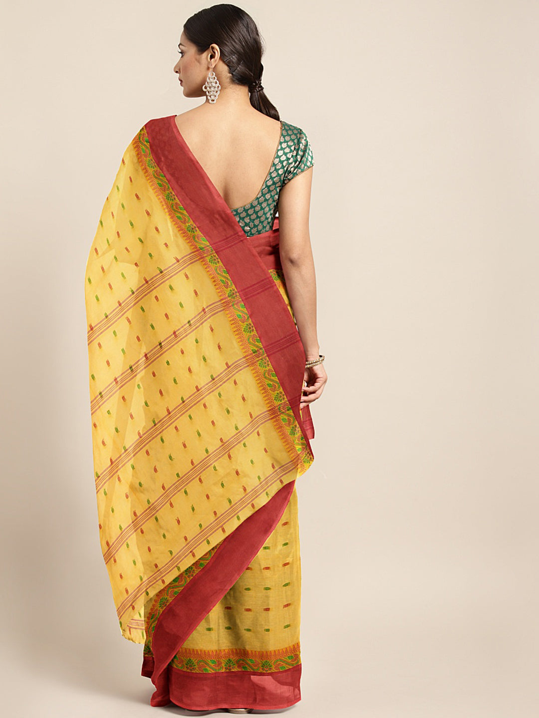Yellow Tant Woven Design Saree Without Blouse Piece DUTASA060 DUTASA060-Saree-Kalakari India-DUTASA060-Geographical Indication, Hand Crafted, Heritage Prints, Natural Dyes, Sarees, Silk Cotton, Sustainable Fabrics, Taant, Tant, West Bengal, Woven-[Linen,Ethnic,wear,Fashionista,Handloom,Handicraft,Indigo,blockprint,block,print,Cotton,Chanderi,Blue, latest,classy,party,bollywood,trendy,summer,style,traditional,formal,elegant,unique,style,hand,block,print, dabu,booti,gift,present,glamorous,affordab