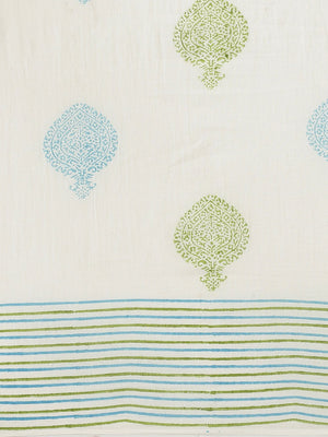 Off-White & Blue Pure Cotton Handblock Print Saree-Saree-Kalakari India-HUPASA0010-Cotton, Geographical Indication, Hand Blocks, Hand Crafted, Heritage Prints, Sarees, Sustainable Fabrics-[Linen,Ethnic,wear,Fashionista,Handloom,Handicraft,Indigo,blockprint,block,print,Cotton,Chanderi,Blue, latest,classy,party,bollywood,trendy,summer,style,traditional,formal,elegant,unique,style,hand,block,print, dabu,booti,gift,present,glamorous,affordable,collectible,Sari,Saree,printed, holi, Diwali, birthday, 