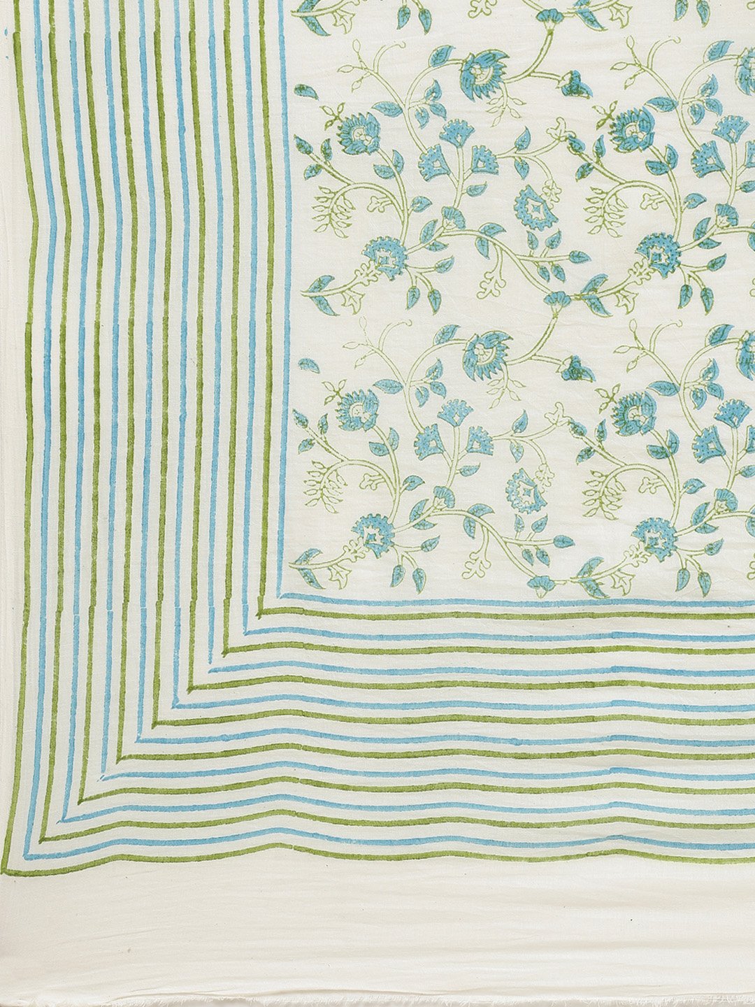 Off-White & Blue Pure Cotton Handblock Print Saree-Saree-Kalakari India-HUPASA0010-Cotton, Geographical Indication, Hand Blocks, Hand Crafted, Heritage Prints, Sarees, Sustainable Fabrics-[Linen,Ethnic,wear,Fashionista,Handloom,Handicraft,Indigo,blockprint,block,print,Cotton,Chanderi,Blue, latest,classy,party,bollywood,trendy,summer,style,traditional,formal,elegant,unique,style,hand,block,print, dabu,booti,gift,present,glamorous,affordable,collectible,Sari,Saree,printed, holi, Diwali, birthday, 