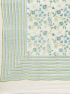 Off-White & Blue Pure Cotton Handblock Print Saree-Saree-Kalakari India-HUPASA0010-Cotton, Geographical Indication, Hand Blocks, Hand Crafted, Heritage Prints, Sarees, Sustainable Fabrics-[Linen,Ethnic,wear,Fashionista,Handloom,Handicraft,Indigo,blockprint,block,print,Cotton,Chanderi,Blue, latest,classy,party,bollywood,trendy,summer,style,traditional,formal,elegant,unique,style,hand,block,print, dabu,booti,gift,present,glamorous,affordable,collectible,Sari,Saree,printed, holi, Diwali, birthday, 
