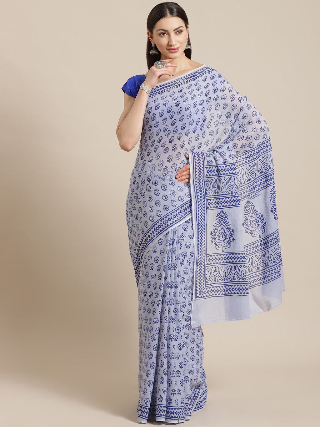 Purple and Blue, Kalakari India Cotton Purple Hand crafted saree with blouse HUPASA0014-Saree-Kalakari India-HUPASA0014-Cotton, Geographical Indication, Hand Block, Hand Crafted, Heritage Prints, Natural Dyes, Red, Sarees, Sustainable Fabrics, Woven, Yellow-[Linen,Ethnic,wear,Fashionista,Handloom,Handicraft,Indigo,blockprint,block,print,Cotton,Chanderi,Blue, latest,classy,party,bollywood,trendy,summer,style,traditional,formal,elegant,unique,style,hand,block,print, dabu,booti,gift,present,glamoro