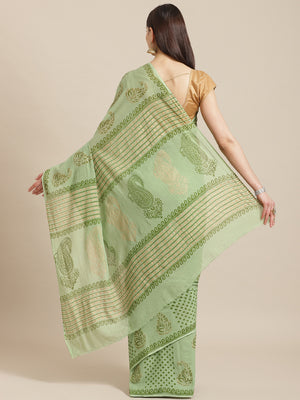 Green and , Kalakari India Cotton Green Hand crafted saree with blouse HUPASA0016-Saree-Kalakari India-HUPASA0016-Cotton, Geographical Indication, Hand Block, Hand Crafted, Heritage Prints, Natural Dyes, Red, Sarees, Sustainable Fabrics, Woven, Yellow-[Linen,Ethnic,wear,Fashionista,Handloom,Handicraft,Indigo,blockprint,block,print,Cotton,Chanderi,Blue, latest,classy,party,bollywood,trendy,summer,style,traditional,formal,elegant,unique,style,hand,block,print, dabu,booti,gift,present,glamorous,aff