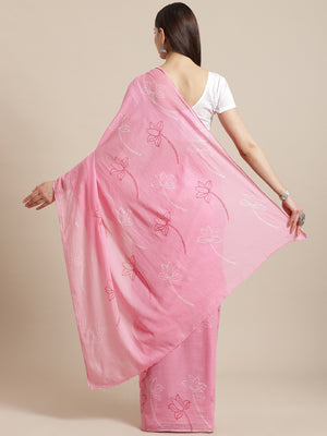 Pink and White, Kalakari India Cotton Pink Hand crafted saree with blouse HUPASA0019-Saree-Kalakari India-HUPASA0019-Cotton, Geographical Indication, Hand Block, Hand Crafted, Heritage Prints, Natural Dyes, Red, Sarees, Sustainable Fabrics, Woven, Yellow-[Linen,Ethnic,wear,Fashionista,Handloom,Handicraft,Indigo,blockprint,block,print,Cotton,Chanderi,Blue, latest,classy,party,bollywood,trendy,summer,style,traditional,formal,elegant,unique,style,hand,block,print, dabu,booti,gift,present,glamorous,