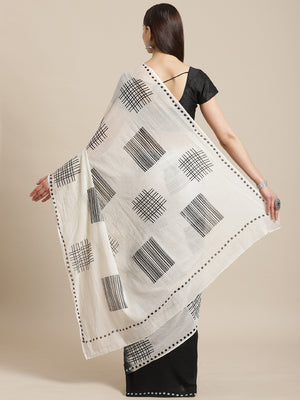 Grey and Black, Kalakari India Cotton Grey Hand crafted saree with blouse HUPASA0020-Saree-Kalakari India-HUPASA0020-Cotton, Geographical Indication, Hand Block, Hand Crafted, Heritage Prints, Natural Dyes, Red, Sarees, Sustainable Fabrics, Woven, Yellow-[Linen,Ethnic,wear,Fashionista,Handloom,Handicraft,Indigo,blockprint,block,print,Cotton,Chanderi,Blue, latest,classy,party,bollywood,trendy,summer,style,traditional,formal,elegant,unique,style,hand,block,print, dabu,booti,gift,present,glamorous,