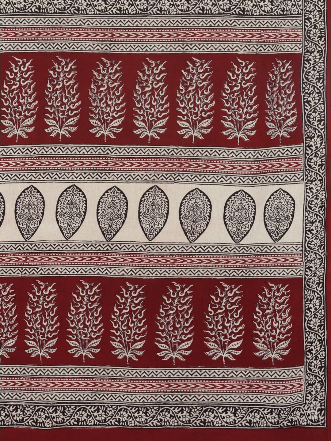 Off-White Maroon Printed Bagh Saree-Saree-Kalakari India-MRBASA0001-Bagh, Cotton, Geographical Indication, Hand Blocks, Hand Crafted, Heritage Prints, Natural Dyes, Sarees, Sustainable Fabrics-[Linen,Ethnic,wear,Fashionista,Handloom,Handicraft,Indigo,blockprint,block,print,Cotton,Chanderi,Blue, latest,classy,party,bollywood,trendy,summer,style,traditional,formal,elegant,unique,style,hand,block,print, dabu,booti,gift,present,glamorous,affordable,collectible,Sari,Saree,printed, holi, Diwali, birth