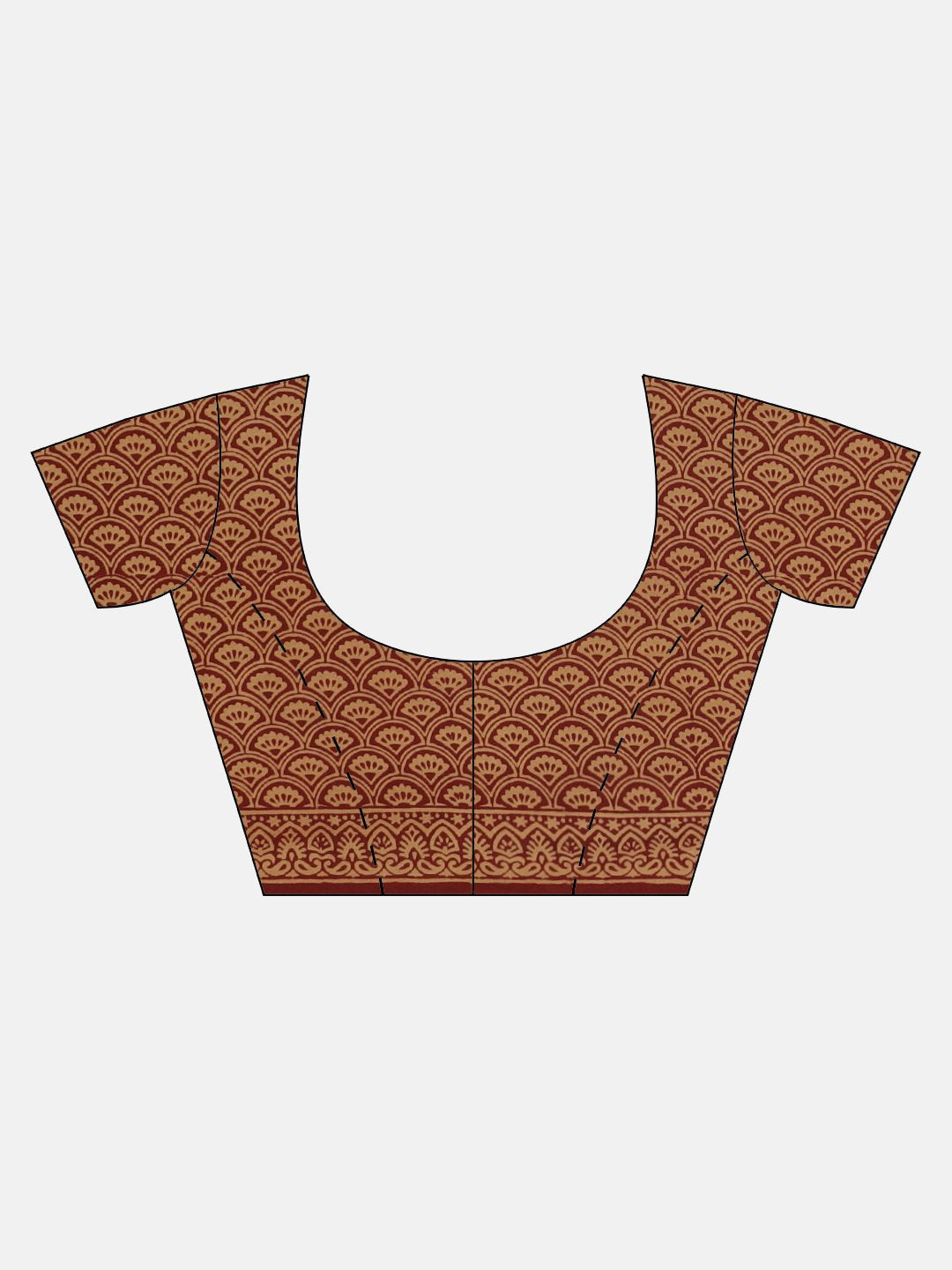 Brown Maroon Handblock Print Bagh Saree-Saree-Kalakari India-MRBASA0002-Bagh, Cotton, Geographical Indication, Hand Blocks, Hand Crafted, Heritage Prints, Natural Dyes, Sarees, Sustainable Fabrics-[Linen,Ethnic,wear,Fashionista,Handloom,Handicraft,Indigo,blockprint,block,print,Cotton,Chanderi,Blue, latest,classy,party,bollywood,trendy,summer,style,traditional,formal,elegant,unique,style,hand,block,print, dabu,booti,gift,present,glamorous,affordable,collectible,Sari,Saree,printed, holi, Diwali, b