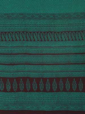 Green Black Pure Cotton Handblock Print Bagh Saree-Saree-Kalakari India-MRBASA0003-Bagh, Cotton, Geographical Indication, Hand Blocks, Hand Crafted, Heritage Prints, Natural Dyes, Sarees, Sustainable Fabrics-[Linen,Ethnic,wear,Fashionista,Handloom,Handicraft,Indigo,blockprint,block,print,Cotton,Chanderi,Blue, latest,classy,party,bollywood,trendy,summer,style,traditional,formal,elegant,unique,style,hand,block,print, dabu,booti,gift,present,glamorous,affordable,collectible,Sari,Saree,printed, holi