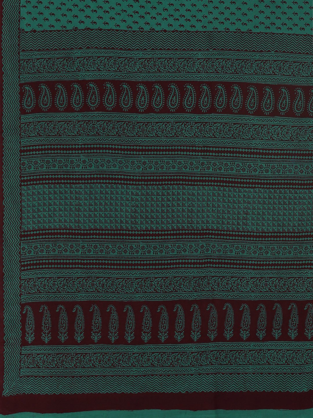 Green Coffee Brown Handblock Print Bagh Saree-Saree-Kalakari India-MRBASA0018-Bagh, Cotton, Geographical Indication, Hand Blocks, Hand Crafted, Heritage Prints, Natural Dyes, Sarees, Sustainable Fabrics-[Linen,Ethnic,wear,Fashionista,Handloom,Handicraft,Indigo,blockprint,block,print,Cotton,Chanderi,Blue, latest,classy,party,bollywood,trendy,summer,style,traditional,formal,elegant,unique,style,hand,block,print, dabu,booti,gift,present,glamorous,affordable,collectible,Sari,Saree,printed, holi, Diw