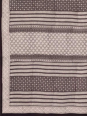 Off-White Brown Bagh Handblock Print Saree-Saree-Kalakari India-MYBASA0019-Bagh, Cotton, Geographical Indication, Hand Blocks, Hand Crafted, Heritage Prints, Natural Dyes, Sarees, Sustainable Fabrics-[Linen,Ethnic,wear,Fashionista,Handloom,Handicraft,Indigo,blockprint,block,print,Cotton,Chanderi,Blue, latest,classy,party,bollywood,trendy,summer,style,traditional,formal,elegant,unique,style,hand,block,print, dabu,booti,gift,present,glamorous,affordable,collectible,Sari,Saree,printed, holi, Diwali