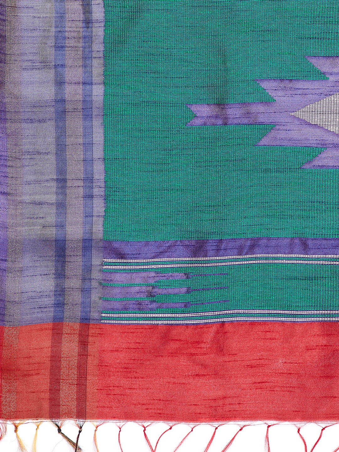 Red and Blue Tussar Woven Design Handloom Saree-Saree-Kalakari India-PRTUSA0003-Ahimsa Silk, Chattisgarh Kosa, Cruelty Free, Geographical Indication, Hand Woven, Sarees, Silk, Sustainable Fabrics, Traditional Weave, Tussar-[Linen,Ethnic,wear,Fashionista,Handloom,Handicraft,Indigo,blockprint,block,print,Cotton,Chanderi,Blue, latest,classy,party,bollywood,trendy,summer,style,traditional,formal,elegant,unique,style,hand,block,print, dabu,booti,gift,present,glamorous,affordable,collectible,Sari,Sare