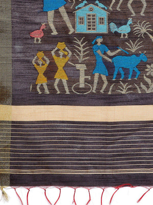 Coffee Brown and Gold-coloured Tussar Woven Design Handloom Saree-Saree-Kalakari India-PRTUSA0006-Ahimsa Silk, Chattisgarh Kosa, Cruelty Free, Geographical Indication, Hand Woven, Sarees, Silk, Sustainable Fabrics, Traditional Weave, Tussar-[Linen,Ethnic,wear,Fashionista,Handloom,Handicraft,Indigo,blockprint,block,print,Cotton,Chanderi,Blue, latest,classy,party,bollywood,trendy,summer,style,traditional,formal,elegant,unique,style,hand,block,print, dabu,booti,gift,present,glamorous,affordable,col
