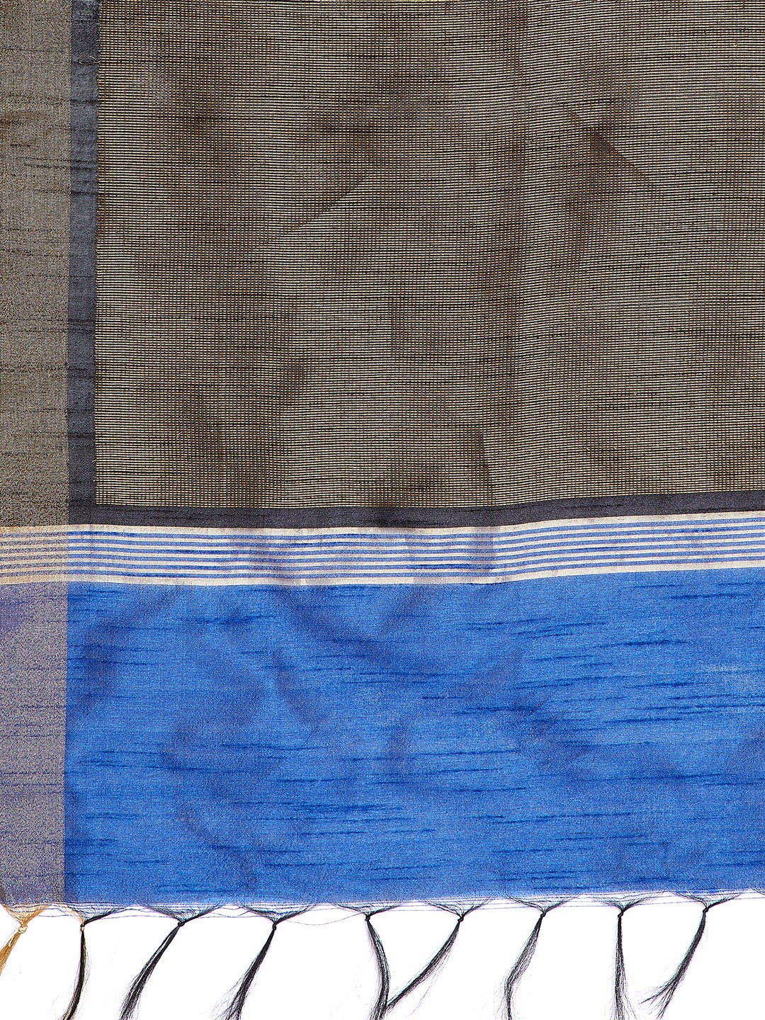 Blue and Grey Tussar Woven Design Handloom Saree-Saree-Kalakari India-PRTUSA0007-Ahimsa Silk, Chattisgarh Kosa, Cruelty Free, Geographical Indication, Hand Woven, Sarees, Silk, Sustainable Fabrics, Traditional Weave, Tussar-[Linen,Ethnic,wear,Fashionista,Handloom,Handicraft,Indigo,blockprint,block,print,Cotton,Chanderi,Blue, latest,classy,party,bollywood,trendy,summer,style,traditional,formal,elegant,unique,style,hand,block,print, dabu,booti,gift,present,glamorous,affordable,collectible,Sari,Sar