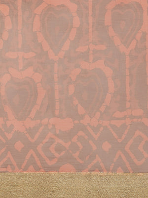 Red and Brown, Kalakari India Chiffon Handblock Printed Saree and Blouse RCBGSA0002-Saree-Kalakari India-RCBGSA0002-Chiffon, Geographical Indication, Hand Block, Hand Crafted, Heritage Prints, Natural Dyes, Red, Sarees, Sustainable Fabrics, Woven, Yellow-[Linen,Ethnic,wear,Fashionista,Handloom,Handicraft,Indigo,blockprint,block,print,Cotton,Chanderi,Blue, latest,classy,party,bollywood,trendy,summer,style,traditional,formal,elegant,unique,style,hand,block,print, dabu,booti,gift,present,glamorous,