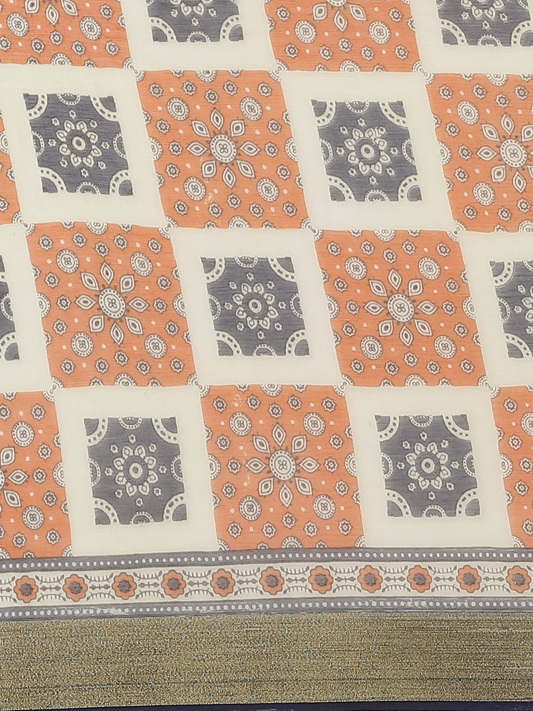 Orange and Black, Kalakari India Chiffon Handblock Printed Saree and Blouse RCBGSA0005-Saree-Kalakari India-RCBGSA0005-Chiffon, Geographical Indication, Hand Block, Hand Crafted, Heritage Prints, Natural Dyes, Red, Sarees, Sustainable Fabrics, Woven, Yellow-[Linen,Ethnic,wear,Fashionista,Handloom,Handicraft,Indigo,blockprint,block,print,Cotton,Chanderi,Blue, latest,classy,party,bollywood,trendy,summer,style,traditional,formal,elegant,unique,style,hand,block,print, dabu,booti,gift,present,glamoro