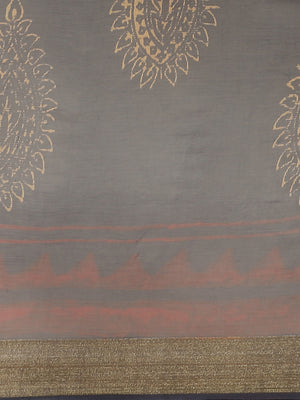 Navy Blue and Cream, Kalakari India Chiffon Handblock Printed Saree and Blouse RCBGSA0009-Saree-Kalakari India-RCBGSA0009-Chiffon, Geographical Indication, Hand Block, Hand Crafted, Heritage Prints, Natural Dyes, Red, Sarees, Sustainable Fabrics, Woven, Yellow-[Linen,Ethnic,wear,Fashionista,Handloom,Handicraft,Indigo,blockprint,block,print,Cotton,Chanderi,Blue, latest,classy,party,bollywood,trendy,summer,style,traditional,formal,elegant,unique,style,hand,block,print, dabu,booti,gift,present,glam