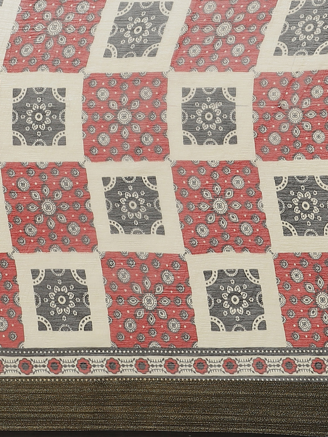 Red and Black, Kalakari India Chiffon Handblock Printed Saree and Blouse RCBGSA0012-Saree-Kalakari India-RCBGSA0012-Chiffon, Geographical Indication, Hand Block, Hand Crafted, Heritage Prints, Natural Dyes, Red, Sarees, Sustainable Fabrics, Woven, Yellow-[Linen,Ethnic,wear,Fashionista,Handloom,Handicraft,Indigo,blockprint,block,print,Cotton,Chanderi,Blue, latest,classy,party,bollywood,trendy,summer,style,traditional,formal,elegant,unique,style,hand,block,print, dabu,booti,gift,present,glamorous,