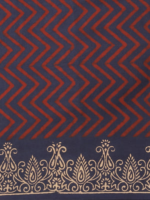 Red and Navy Blue, Kalakari India Chanderi Handblock Printed Saree and Blouse RCBGSA0015-Saree-Kalakari India-RCBGSA0015-Cotton, Geographical Indication, Hand Block, Hand Crafted, Heritage Prints, Natural Dyes, Red, Sarees, Sustainable Fabrics, Woven, Yellow-[Linen,Ethnic,wear,Fashionista,Handloom,Handicraft,Indigo,blockprint,block,print,Cotton,Chanderi,Blue, latest,classy,party,bollywood,trendy,summer,style,traditional,formal,elegant,unique,style,hand,block,print, dabu,booti,gift,present,glamor