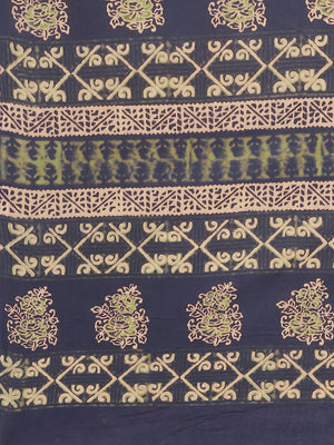 Blue and Green, Kalakari India Chanderi Handblock Printed Saree and Blouse RCBGSA0016-Saree-Kalakari India-RCBGSA0016-Cotton, Geographical Indication, Hand Block, Hand Crafted, Heritage Prints, Natural Dyes, Red, Sarees, Sustainable Fabrics, Woven, Yellow-[Linen,Ethnic,wear,Fashionista,Handloom,Handicraft,Indigo,blockprint,block,print,Cotton,Chanderi,Blue, latest,classy,party,bollywood,trendy,summer,style,traditional,formal,elegant,unique,style,hand,block,print, dabu,booti,gift,present,glamorous