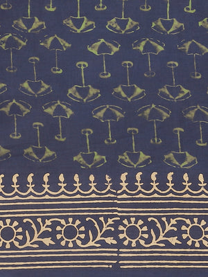 Blue and Green, Kalakari India Pure Cotton Handblock Printed Saree and Blouse RCBGSA0018-Saree-Kalakari India-RCBGSA0018-Cotton, Geographical Indication, Hand Block, Hand Crafted, Heritage Prints, Natural Dyes, Red, Sarees, Sustainable Fabrics, Woven, Yellow-[Linen,Ethnic,wear,Fashionista,Handloom,Handicraft,Indigo,blockprint,block,print,Cotton,Chanderi,Blue, latest,classy,party,bollywood,trendy,summer,style,traditional,formal,elegant,unique,style,hand,block,print, dabu,booti,gift,present,glamor