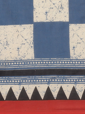 Blue and Cream, Kalakari India Pure Cotton Handblock Printed Saree and Blouse RCBGSA0026-Saree-Kalakari India-RCBGSA0026-Cotton, Geographical Indication, Hand Block, Hand Crafted, Heritage Prints, Natural Dyes, Red, Sarees, Sustainable Fabrics, Woven, Yellow-[Linen,Ethnic,wear,Fashionista,Handloom,Handicraft,Indigo,blockprint,block,print,Cotton,Chanderi,Blue, latest,classy,party,bollywood,trendy,summer,style,traditional,formal,elegant,unique,style,hand,block,print, dabu,booti,gift,present,glamor