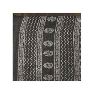 Charcoal Grey Sanganeri Hand Block Print Cotton Kota Doria Supernet Handcrafted Saree-Saree-Kalakari India-RDSNSA0001-Geographical Indication, Hand Blocks, Hand Crafted, Heritage Prints, Kota Doria, Sanganeri, Sarees, Sustainable Fabrics-[Linen,Ethnic,wear,Fashionista,Handloom,Handicraft,Indigo,blockprint,block,print,Cotton,Chanderi,Blue, latest,classy,party,bollywood,trendy,summer,style,traditional,formal,elegant,unique,style,hand,block,print, dabu,booti,gift,present,glamorous,affordable,collec