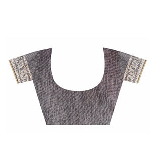 Charcoal Grey Sanganeri Hand Block Print Cotton Kota Doria Supernet Handcrafted Saree-Saree-Kalakari India-RDSNSA0002-Geographical Indication, Hand Blocks, Hand Crafted, Heritage Prints, Kota Doria, Sanganeri, Sarees, Sustainable Fabrics-[Linen,Ethnic,wear,Fashionista,Handloom,Handicraft,Indigo,blockprint,block,print,Cotton,Chanderi,Blue, latest,classy,party,bollywood,trendy,summer,style,traditional,formal,elegant,unique,style,hand,block,print, dabu,booti,gift,present,glamorous,affordable,collec