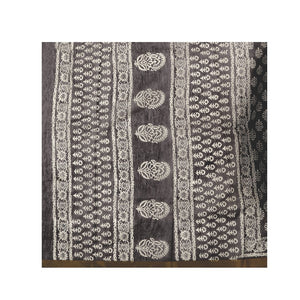 Charcoal Grey Sanganeri Hand Block Print Cotton Kota Doria Supernet Handcrafted Saree-Saree-Kalakari India-RDSNSA0002-Geographical Indication, Hand Blocks, Hand Crafted, Heritage Prints, Kota Doria, Sanganeri, Sarees, Sustainable Fabrics-[Linen,Ethnic,wear,Fashionista,Handloom,Handicraft,Indigo,blockprint,block,print,Cotton,Chanderi,Blue, latest,classy,party,bollywood,trendy,summer,style,traditional,formal,elegant,unique,style,hand,block,print, dabu,booti,gift,present,glamorous,affordable,collec