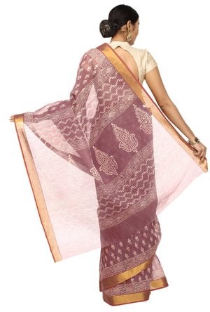 Burgundy Sanganeri Hand Block Print Cotton Kota Doria Supernet Handcrafted Saree-Saree-Kalakari India-RDSNSA0005-Geographical Indication, Hand Blocks, Hand Crafted, Heritage Prints, Kota Doria, Sanganeri, Sarees, Sustainable Fabrics-[Linen,Ethnic,wear,Fashionista,Handloom,Handicraft,Indigo,blockprint,block,print,Cotton,Chanderi,Blue, latest,classy,party,bollywood,trendy,summer,style,traditional,formal,elegant,unique,style,hand,block,print, dabu,booti,gift,present,glamorous,affordable,collectible